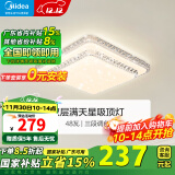 美的（Midea）LED吸顶灯轻奢客厅大灯满天星水晶灯饰卧室餐厅1.1米客厅灯 【48W方灯】三段调光