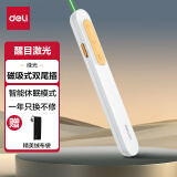 得力（deli）激光翻页笔 360度控制 激光笔教师充电款超链切换教鞭/无线演示器 ppt翻页笔 绿光 白 MA100-GL