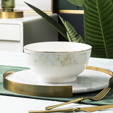 旺昌景德镇陶瓷盘子套装创意简约深菜盘子家用鱼盘西餐盘碟子餐具组合 国色天香7英寸汤碗1只