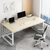 木匠印记电脑桌现代简约家用桌子台式办公书桌简易家用学生学习桌子 白衫木色120cm+电脑椅