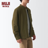 无印良品（MUJI）男式 法兰绒立领衬衫 长袖休闲百搭衬衣男士外套纯棉全棉ACA75C1A 卡其绿 S  （165/84A）