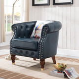 堂和聚（tangheju）美式单人沙发椅阳台休闲椅欧式实木真皮老虎椅1719 墨绿色/超纤皮料[YP03-7] 单人位