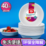 SHUANG YU一次性盘子深盘400ml*40只浅纸碗可降解纸盘纸碟甘蔗浆烧烤野餐盘