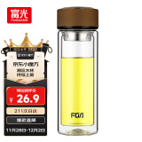 富光男女士双层玻璃杯 高硼硅玻璃304茶隔水杯子 带茶隔泡茶杯320ml