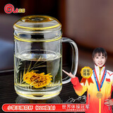 Glass泡茶水分离杯飘逸杯耐热耐高温茶具玻璃带过滤办公室茶壶乔迁礼物 擎天小号雕花