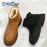 金利来（Goldlion）雪地靴男 冬季加绒保暖棉靴 厚底皮毛一体休闲棉皮靴 小码35 36 黄棕 40