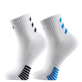 泰昂TAAN羽毛球袜 2双装专业运动袜子男吸汗透气毛巾底中帮T399白黑+白蓝