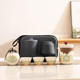 瓷牌茗茶具（cipaiming teaset）旅行茶具套装户外便携式陶瓷快客杯一壶四杯办公室功夫茶壶泡茶 白古茗一壶三杯+茶叶罐+便携包