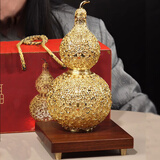 铜师傅铜葫芦摆件《花丝吉祥葫芦》家居饰品桌面客厅工艺礼品礼物 花丝吉祥葫芦+底座