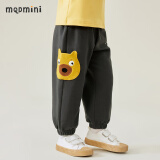 MQDMINI童装儿童裤子男童卫裤男孩百搭长裤宝宝衣服中小童休闲裤 小熊口袋碳灰 100