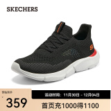 斯凯奇（Skechers）男鞋夏季透气百搭休闲鞋一脚蹬减震运动网面鞋 黑色/210281-BLK 41