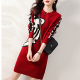 燕浔2024秋冬韩版新款红色连衣裙女装喜庆回门女宽松休闲时尚女士裙子 红色 L