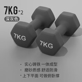 铁人（IRONMAN）哑铃女士健身器材家用男小哑铃女一对初学者瘦臂儿童1公斤2kg瑜伽 磨砂火山灰7KG*2 专业女士/男士 1KG