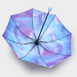 创意三折晴雨两用雨伞女  学生男士潮流小黑胶防晒遮阳伞 小清新户外便携折叠太阳伞 星海蓝