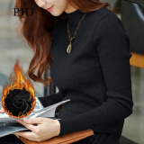 PHJ 加绒加厚针织衫女秋冬季女装半高领长袖毛衫打底衣 NX9912 黑色-加绒加厚 XL