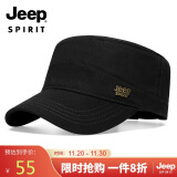 吉普（JEEP）帽子男士棒球帽夏季百搭鸭舌帽平顶太阳帽青中老遮阳帽A0370 黑色