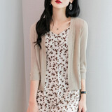 歌米拉 冰丝针织衫女开衫披肩夏天小外套外搭夏季薄款空调衫 卡其 M