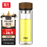 富光男女士双层玻璃杯 高硼硅玻璃304茶隔水杯子 带茶隔泡茶杯320ml