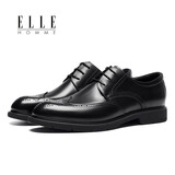 ELLEHOMME男鞋英伦商务正装皮鞋 婚鞋新郎鞋 黑色HLZ281940502 39 （偏大一码）