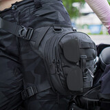 DUHAN杜汉摩托车骑行腰包复古机车腿包男女多功能斜跨包休闲骑士油箱包 黑色