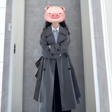 GARNUO灰色风衣外套女中长款2025早春秋新款韩系小个子高级感英伦风大衣 灰色 S 【80-110斤】