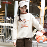 方糖姑娘加绒卫衣秋冬季初中学生少女大童高中女生冬装上衣半高领绒衫加厚大学生少女品牌 21520LX米色 L