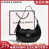 CLEVER KNOCK官网CK包包女包轻奢腋下包女士单肩手拎月牙包高级七夕情人节礼物 黑色【送女友送老婆送妈妈】