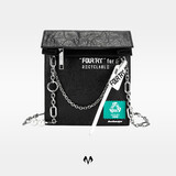 BABAMA斜挎包男包包时尚单肩包男士背包链条散步包女 黑色大版