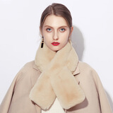 达芬奇密码 冬季流行时尚日系可爱仿獭兔毛纯色女士围脖 裸色