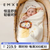 嫚熙（EMXEE）婴儿包被新生儿豆豆绒抱被宝宝秋冬季通用包单防惊跳 小狮子（内芯可拆 10-28℃） 90*90cm