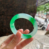 翡翠祥 翡翠手镯缅甸天然a货翡翠玉石玉镯玻璃种珠宝玉器冰种圆条满色阳绿镯子送妈妈送老婆礼物【付定金】 冰种带绿，已联系客服选货，尾款5000