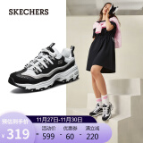 斯凯奇Skechers女鞋厚底松糕老爹鞋熊猫鞋绑带休闲运动鞋11914 黑色/白色BKW 38.0