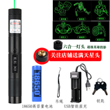 蚁刻激光笔远射强光手电筒可充电大功率红外线镭射笔逗猫笔沙盘售楼 绿光18650高容量一节+超级英雄