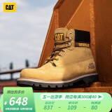 CAT卡特经典大黄靴马丁靴工装靴鞋子男士户外休闲加固防滑短靴 亮黄 44