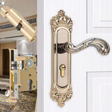 春禄卧室门锁家用室内通用型房门锁免改孔欧式可调节房间锁具老式手柄 D款钛金