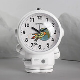 曲彤恐龙学生小闹钟起床神器音乐儿童男孩女孩时钟表专用桌面卡通静音 灰色宇航员 6英寸