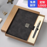 萨搏 笔记本子礼盒套装实用礼品商务皮面a5日记本刻名字伴手礼记事本定制LOGO优秀员工年会纪念 黑色本【黑色666笔+礼盒+礼袋】-6825