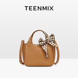 天美意（TEENMIX）包包女包牛皮斜挎包丝巾手提包通勤菜篮子单肩包生日礼物送女友