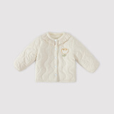 巴厘小猪女童棉服冬季夹棉加绒宝宝衣服冬天保暖小女孩上衣秋冬儿童外套 象牙白 80 cm