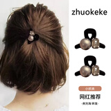 卓可可小抓夹小号发夹女2025新款后脑勺头发夹子发量少半扎短发烫发发卡 灰色珍珠水钻小抓夹【2只装】