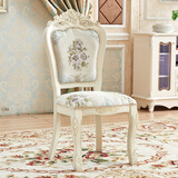 小兔匠法式实木椅子现代简约椅酒店家用餐厅欧式餐椅美甲靠背椅洽谈椅 三花勾金05A