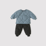 巴厘小猪男童夹棉套装冬季加厚保暖儿童宝宝棉袄两件套冬装女童 月光蓝 90 cm