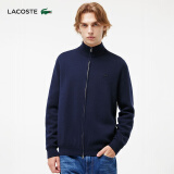 LACOSTE法国鳄鱼男装可外穿纯色羊毛衫针织衫拉链立领外套|AH1955 166/藏青色 常规 S 3