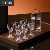 CLITON白酒杯分酒器套装 一口杯高脚茅台小酒杯分酒壶玻璃烈酒杯6杯1壶