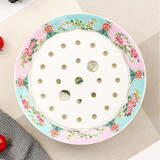 金岚玉唐山骨瓷8英寸饺子沥水双层盘陶瓷水饺盘深盘菜盘圆形托盘 四季花园-8英寸沥水盘 1个 8英寸