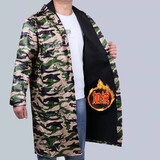 左斯客男士罩衣工作服围裙防水防油大褂加绒加厚秋冬保暖女罩衣外套 加绒黄碎花(连帽) 中码(建议125-165斤左右)