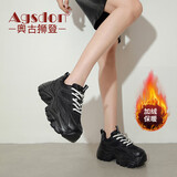奥古狮登（Agsdon）老爹鞋女冬季ins潮麦穗加绒保暖鞋子女厚底运动鞋 234108 黑色 37