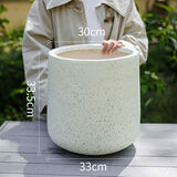 掬涵北欧家用镁泥花盆大号落地现代客厅简约绿植盆可种树户外盆栽花器 岩灰色大号（高46cm）