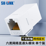 SK-LINK 六类网线直通头 信息直通模块 RJ45网口转接头对接头 水晶头网线延长连接器双通头白色 SK-RJDT6