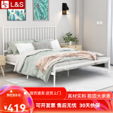 L&S 床铁艺床双人床欧式公主床婚床卧室宿舍出租房铁架床 YC13 典雅白 1.5*2m(质量升级）